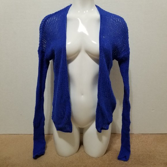 Hollister cardigan XS open front knit sweater crochet rolled hem - Picture 1 of 14